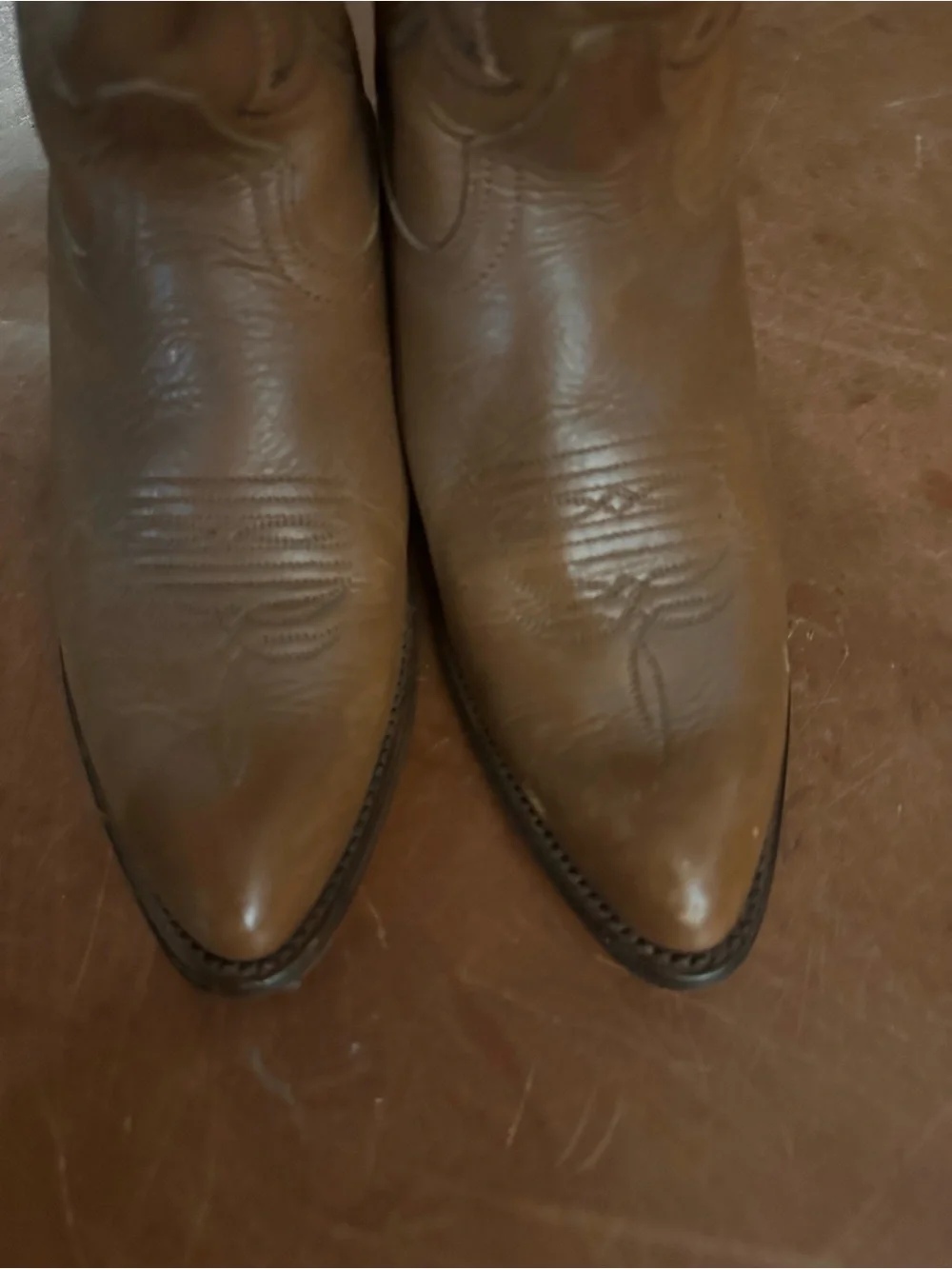 Source Unknown Tan Over-the-Knee Western Boots with Stitching